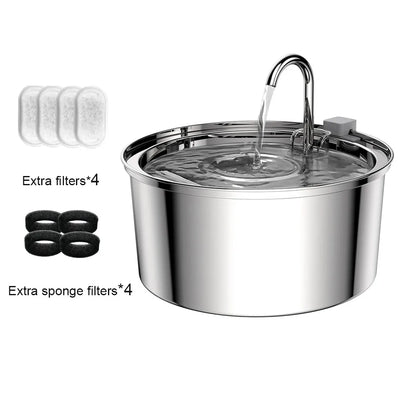 Fontaine à Eau Chien Inox 7 L Fenêtre Niveau d'Eau