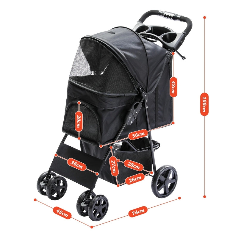 Poussette pour chien pliable
