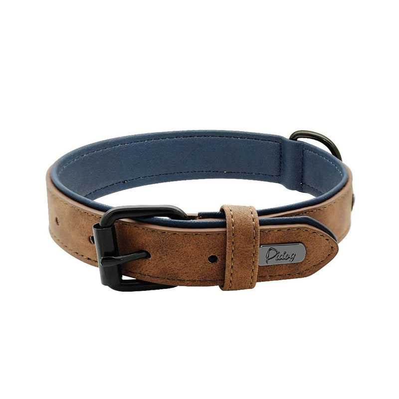 Collier Cuir Rembourré Marron Gros Chien - Gros-Chien.com
