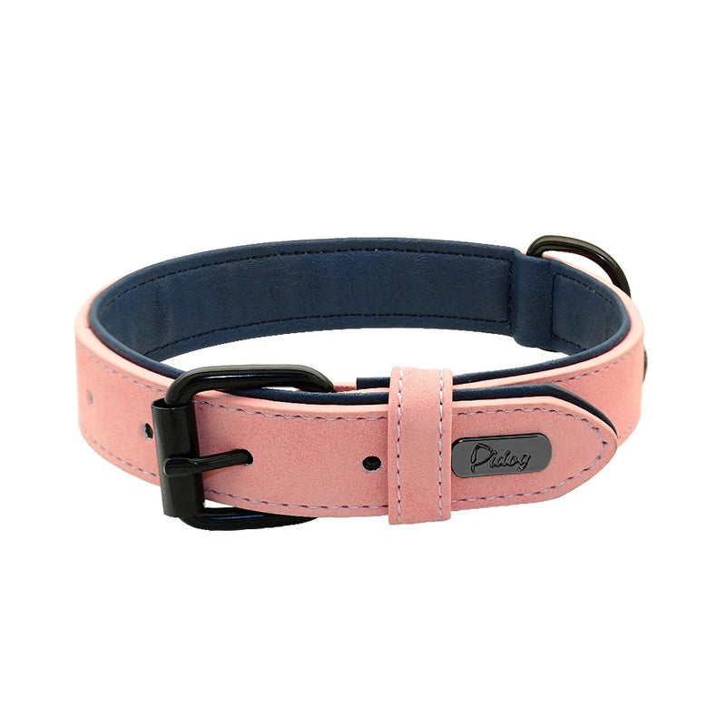Collier Cuir Rembourré Rose Gros Chien - Gros-Chien.com