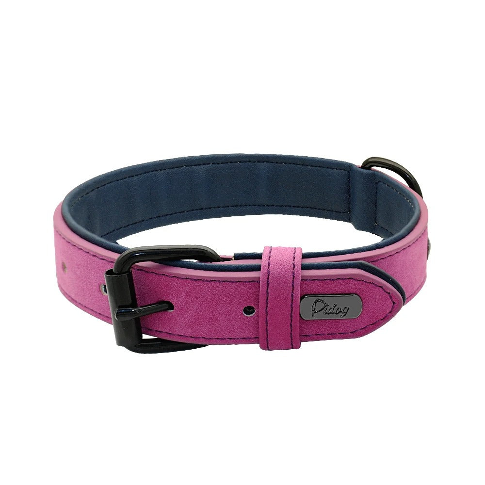 Collier Cuir Rembourré Rose Gros Chien - Gros-Chien.com
